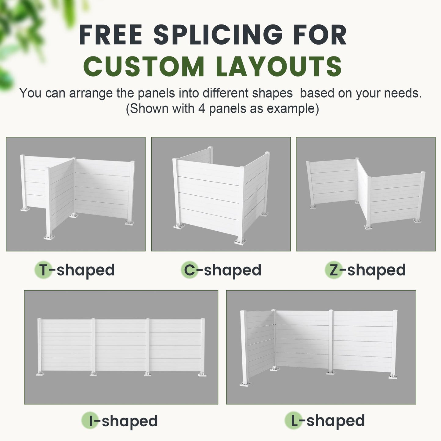 50" W x 49" H Outdoor Privacy Screen, Air Conditioner Fence, All-Weather Vinyl Privacy Fence Screens with Aluminum Posts, 3 Panels, White image 4
