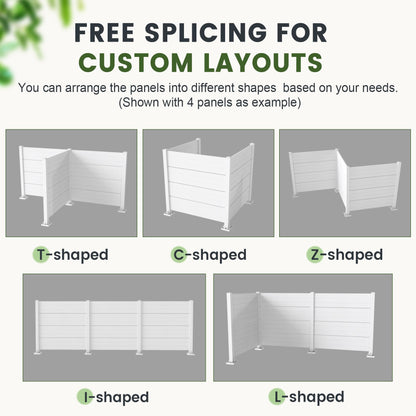 50" W x 49" H Outdoor Privacy Screen, Air Conditioner Fence, All-Weather Vinyl Privacy Fence Screens with Aluminum Posts, 3 Panels, White image 4