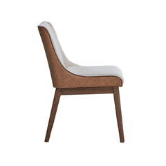 Ginny White Boucle, Brown Velvet & Walnut Finish Side Chair (Set of 2)