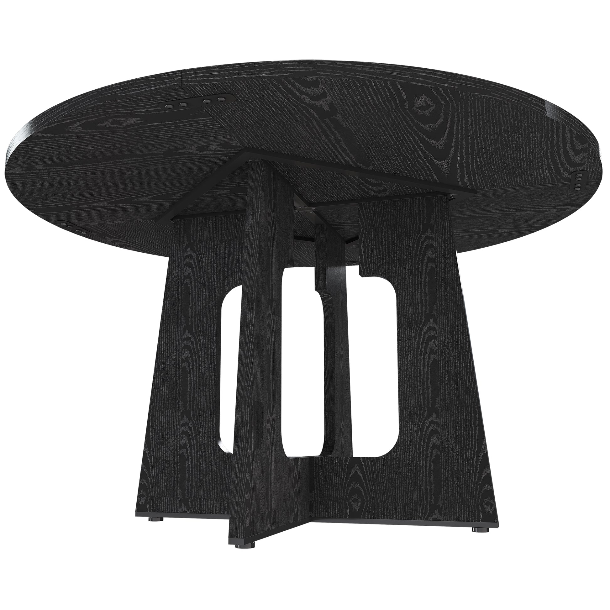 Spiced Round Dining Table for 4 - 47 Inch Farmhouse Kitchen Table, MDF Circle Table with Wood Grain Finish, 300lb Weight Capacity, Easy Assembly for Dining Room, Kitchen, Living Room -Black image 12