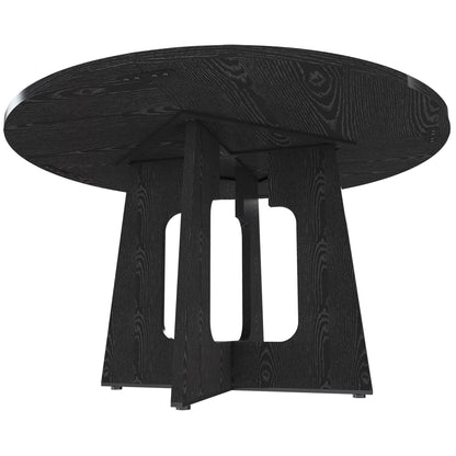 Spiced Round Dining Table for 4 - 47 Inch Farmhouse Kitchen Table, MDF Circle Table with Wood Grain Finish, 300lb Weight Capacity, Easy Assembly for Dining Room, Kitchen, Living Room -Black image 12