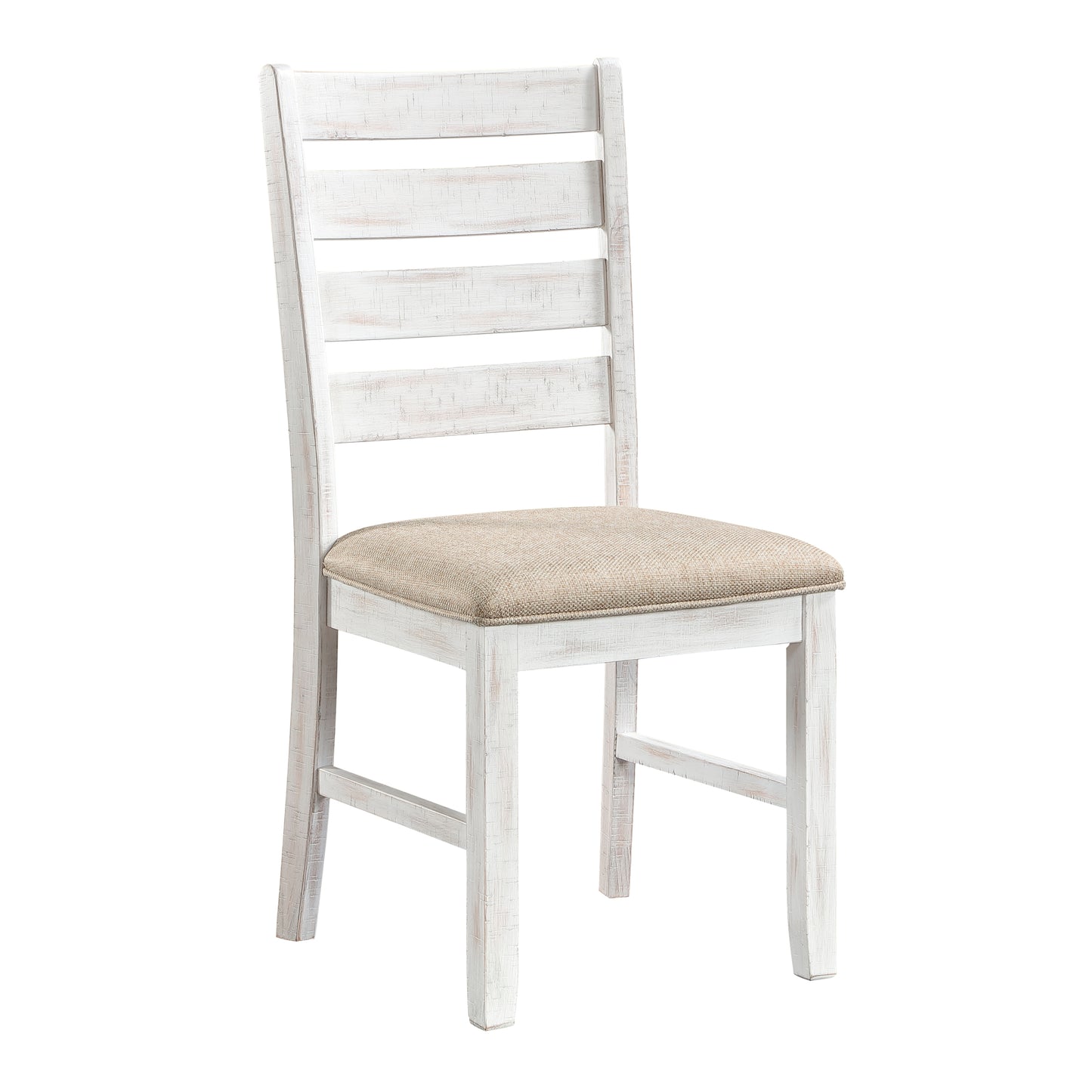 Rustic Transitional 7pc Dining Set Table 6x Side Chairs Beige Upholstered Brown White Wooden Kitchen Furniture image 5
