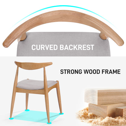 Set of 2 Rubberwood Dining Chairs with Ergonomic Backrest & Comfort Cushions, Natural+Beige (same sku: 59296.00FBEI) image 4