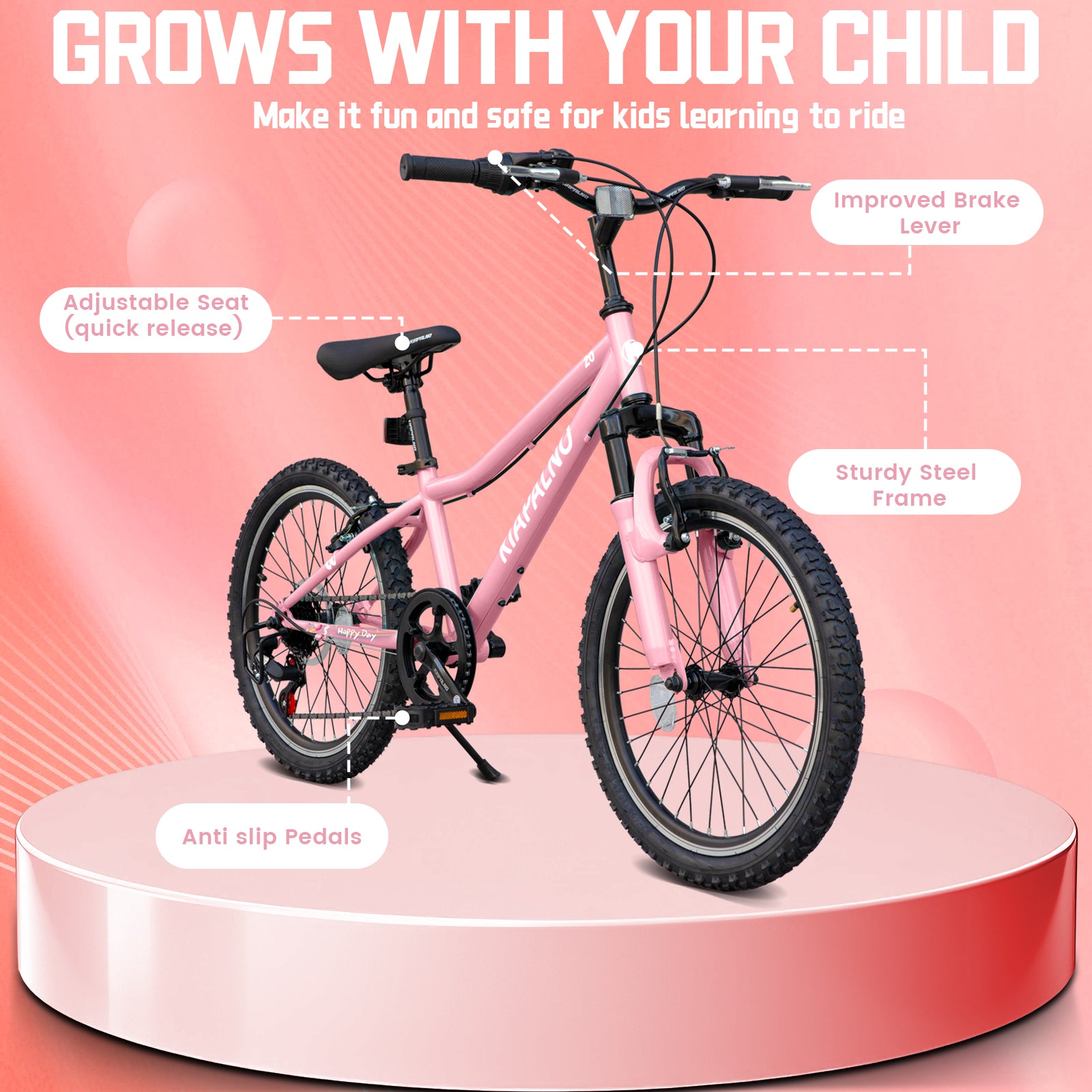 20 Inch Mountain Bike, 7-Speed Adult Dual-Suspension Mountain Bicycle with Sturdy Steel Frame, Excellent Twist Shifting, Dual Handbrake & Adjustable Seat for Men Women image 3