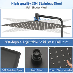 12-inch Adjustable High-Pressure Rain Shower Head for Relaxation