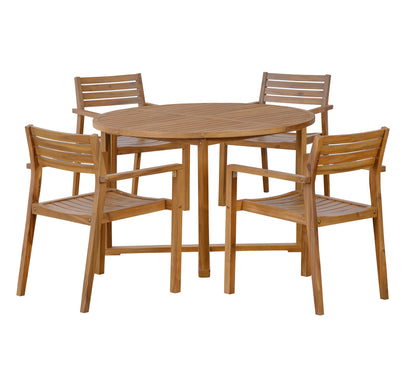 U_STYLE 5-Piece Outdoor Dining Set with 4 Acacia Wood Chairs,47.2" Round Dining Table with Slatted Design, Ideal for Patios, Gardens, Poolsides, and Lawn Areas & Indoor image 12