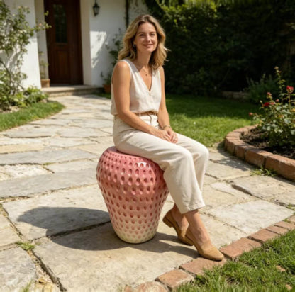 Strawberry Fruit Stool, 13.4"Oversized Resin Stool, Side Table, Home Decor Plant Stand Garden Indoor Outdoor Decorations, Multi-Purpose Innovative Garden Furniture image 3