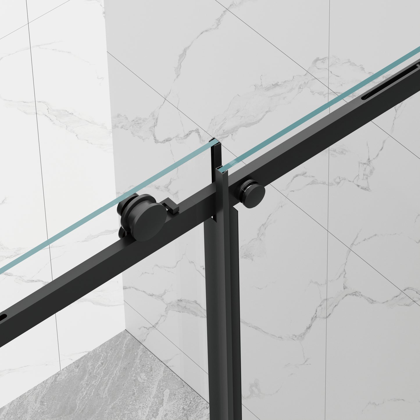 56-60" W × 72" H Frameless Sliding Shower Door,Waterproof Glass Shower Door with Upper Soft Closing System, 5/16" (8mm) Tempered Glass,Double Side Easy Clean Coat,Matte Black image 6