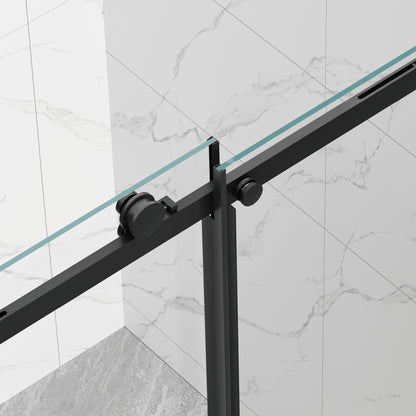 56-60" W × 72" H Frameless Sliding Shower Door,Waterproof Glass Shower Door with Upper Soft Closing System, 5/16" (8mm) Tempered Glass,Double Side Easy Clean Coat,Matte Black image 6