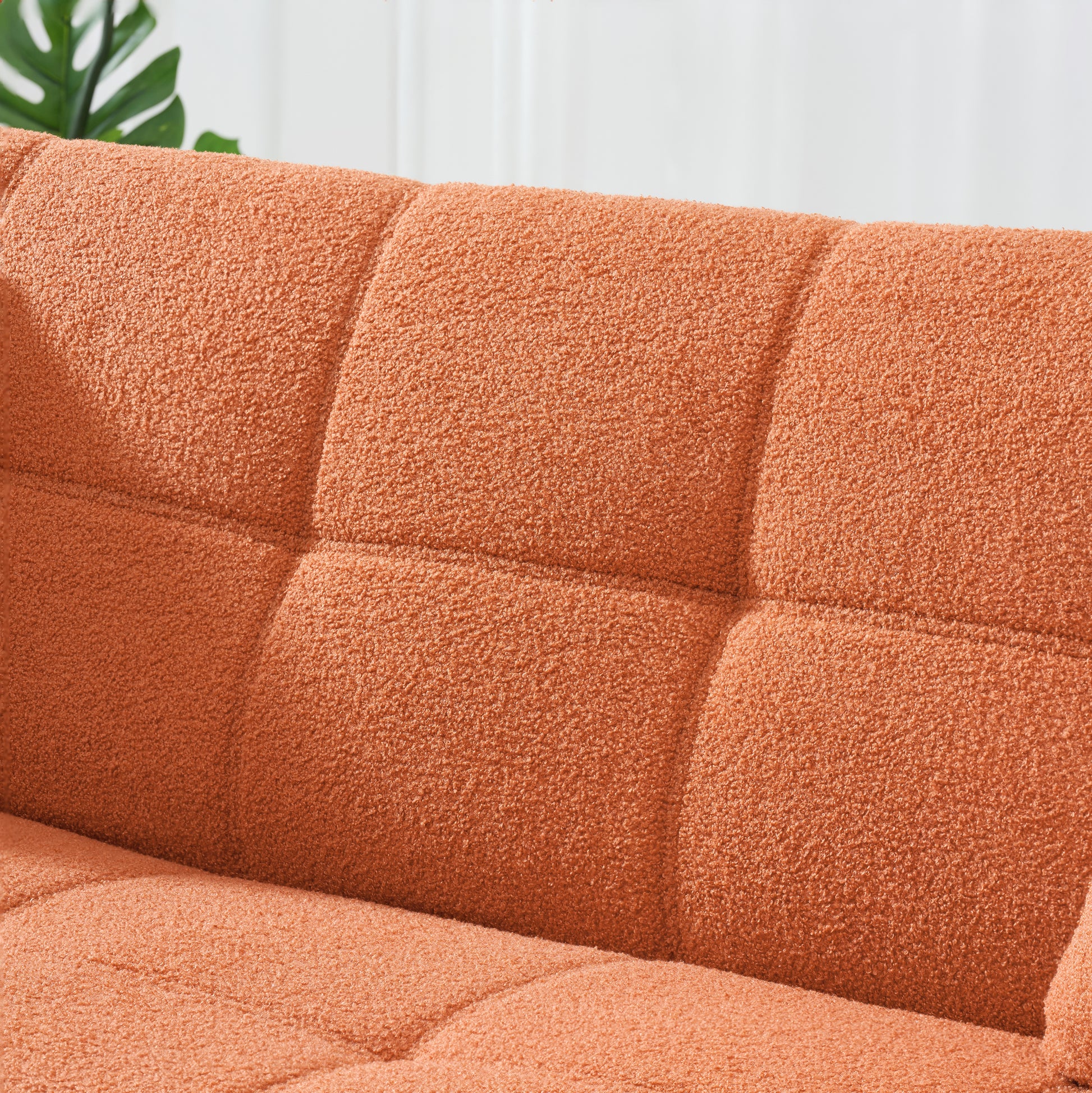 70-inch teddy fleece sofabed, convertible futon sofabed with adjustable arms and backrest, modern love sofa for living room and bedroom. image 10