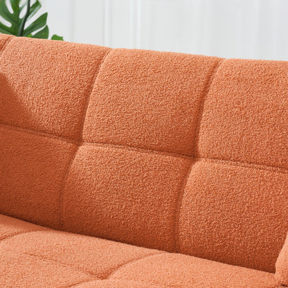 70-inch teddy fleece sofabed, convertible futon sofabed with adjustable arms and backrest, modern love sofa for living room and bedroom. image 10