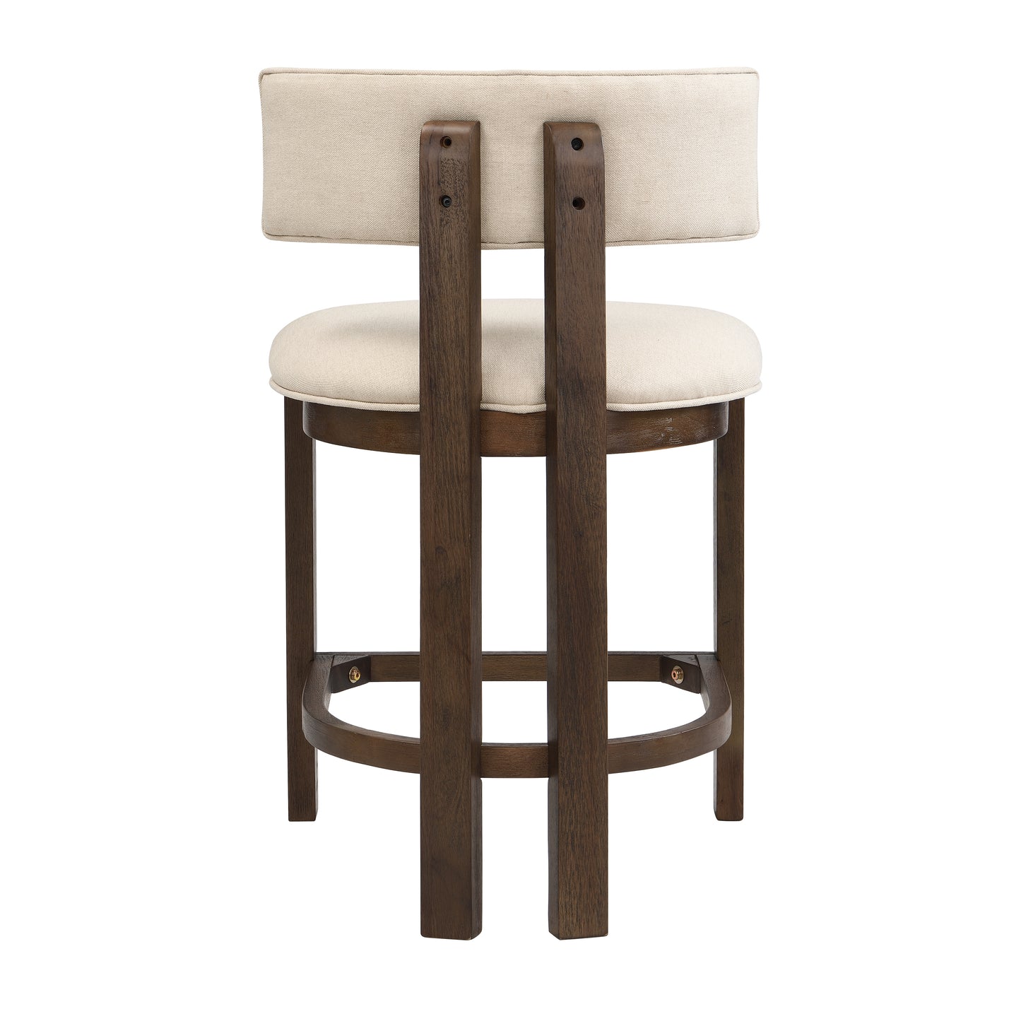 26" Counter Height Bar Stool, Upholstered Counter Stools (Set of 2)-Walnut+Beige image 6