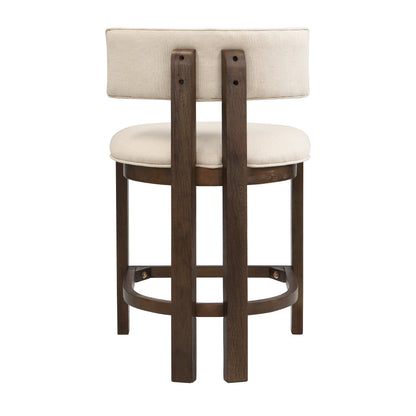 26" Counter Height Bar Stool, Upholstered Counter Stools (Set of 2)-Walnut+Beige image 6