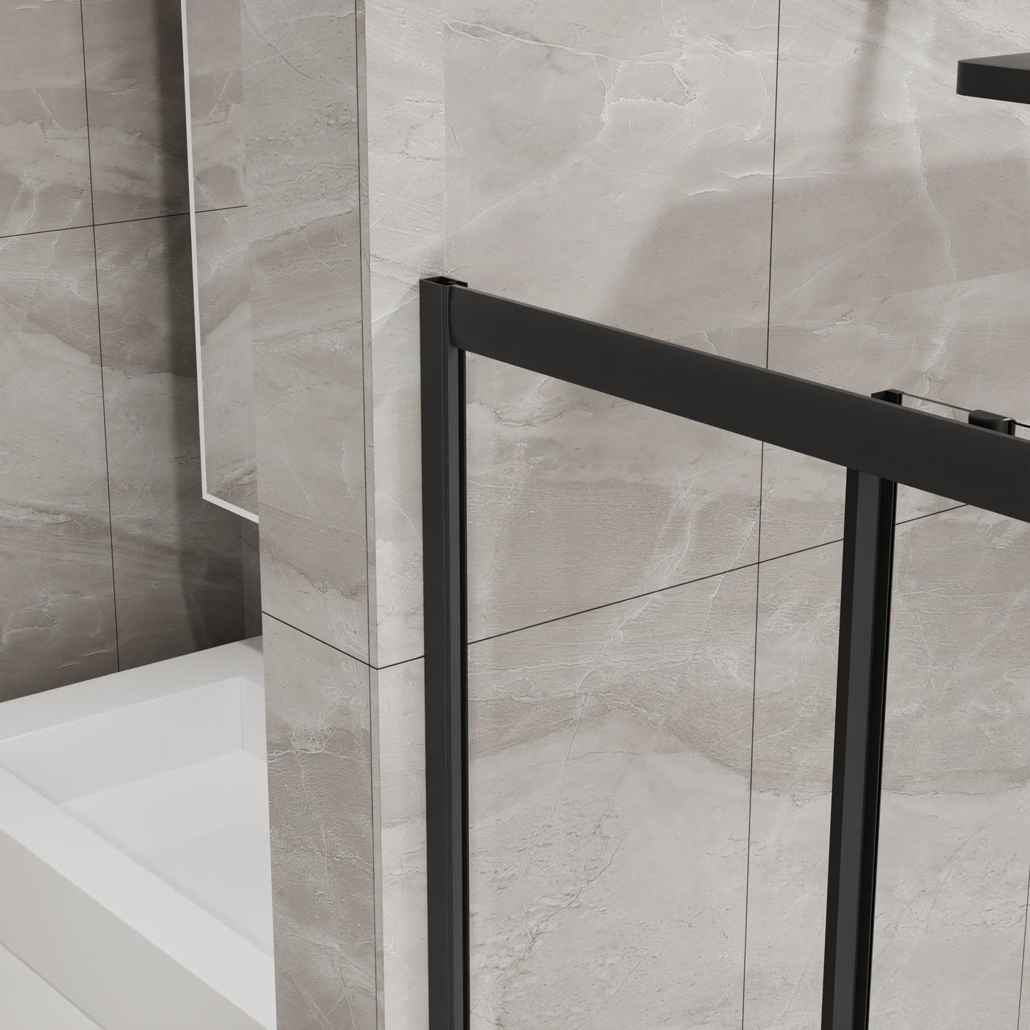 Goodyo Corner Shower Enclosure 36 in.D x 36 in. W x 72 in. H, Double Sliding Shower Door with White Shower Base, 1/5 in Clear Tempered Glass Shower Stall, Matte Black image 8