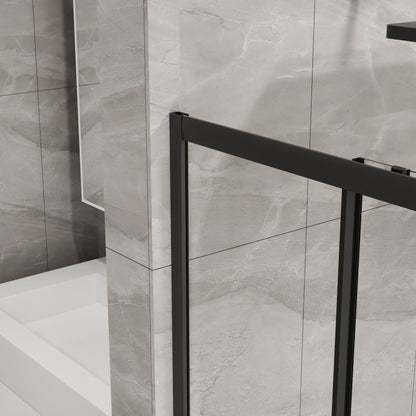 Goodyo Corner Shower Enclosure 36 in.D x 36 in. W x 72 in. H, Double Sliding Shower Door with White Shower Base, 1/5 in Clear Tempered Glass Shower Stall, Matte Black image 8