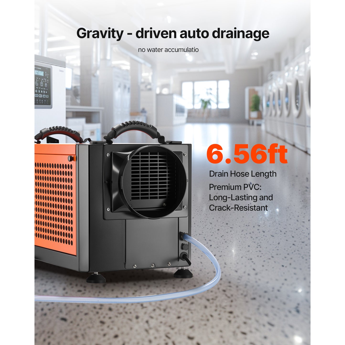 125 Pints Commercial Dehumidifier with Drain Hose, Portable Crawl Space Dehumidifiers for Basement Storage Room Industrial Grade, Auto Defrost/Drainage, Heavy-duty Galvanized Steel, LED Indicate image 12
