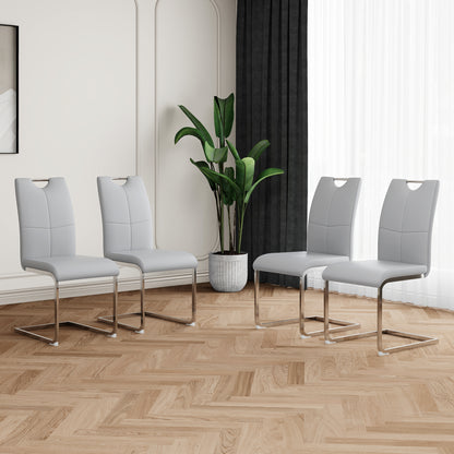 Modern Dining Chairs with Faux Leather Padded Seat Dining Living Room Chairs Upholstered Chair with Chrome Metal Legs Design for Kitchen, Living, Bedroom, Dining Room Side Chairs Set of 4 image 1