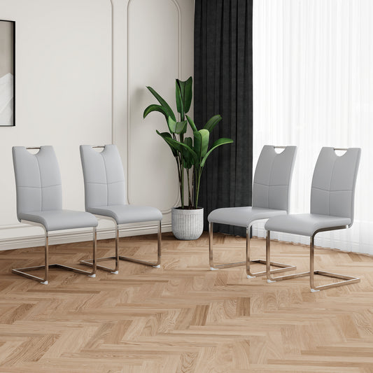 Modern Dining Chairs with Faux Leather Padded Seat Dining Living Room Chairs Upholstered Chair with Chrome Metal Legs Design for Kitchen, Living, Bedroom, Dining Room Side Chairs Set of 4 image 1