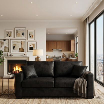 This 69-inch two-seater sofa features a Foil fabric and comes with two throw pillows, offering a comfortable seating experience suitable for any setting. image 5