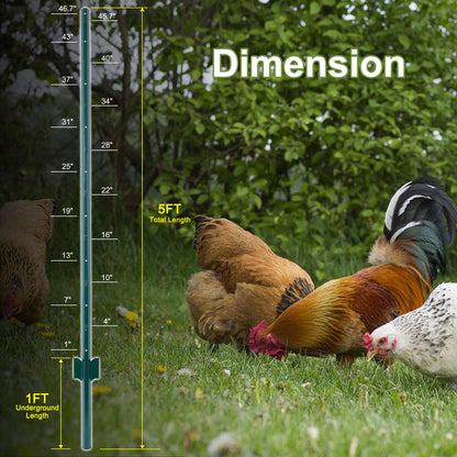 Fence Posts 5Feet - 5Pack, Heavy Duty Metal Fence Post with U-Channel, Steel Fence U-Post for Holding Garden Wire Fence, Corner Anchor Posts etc. image 3