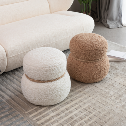 WKJ1Y White snowman stool, Greig plush cushion, playful and cute, suitable for any spacehite image 6