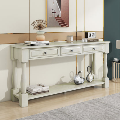 TREXM Console Table 63" Long Console Table with Drawers and Shelf for Entryway, Hallway, Living Room (Antique White, OLD SKU: WF314993AAK) image 9
