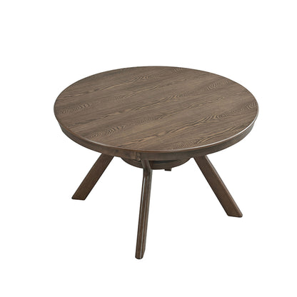 47.24''Round Rubber Wood Dining Table for 4-6 with Wooden Trestle Pedestal Base,Modern Kitchen Wooden Table Dinner Table for Dining Room, Living Room,Oak(1Table) image 3