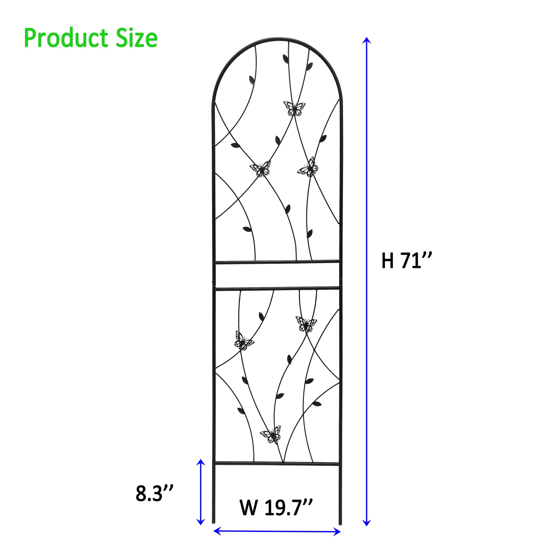 4 Pack Metal Garden Trellis 71" x 19.7" Rustproof Trellis for Climbing Plants Outdoor Flower Support Butterfly Deco Black image 2