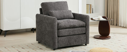 31.9" Cozy Upholstered Armchair Oversized Comfy Cloud Sofa Double Cushion Single Sofa Plush Cushion Armchair for Living Room, Grey image 4