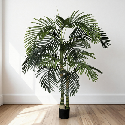 6FT Artificial Palm Tree with Black Plastic Pot, Tropical Fake Plant for Indoor Outdoor Decoration, Faux Palm, 1pc/set image 2