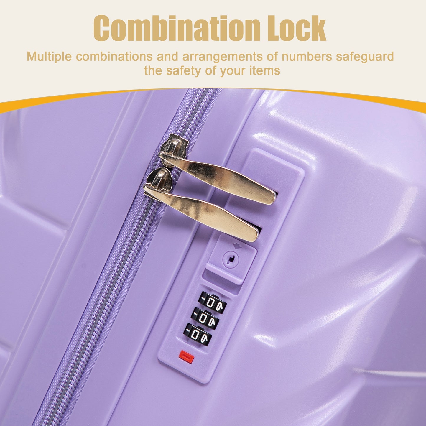 20 Inch ABS Hard Shell Travel Checked Luggage - Scratch Resistant Surface Four Multi-Directional Wheels, With Combination Lock.(Blue+Purple) image 10
