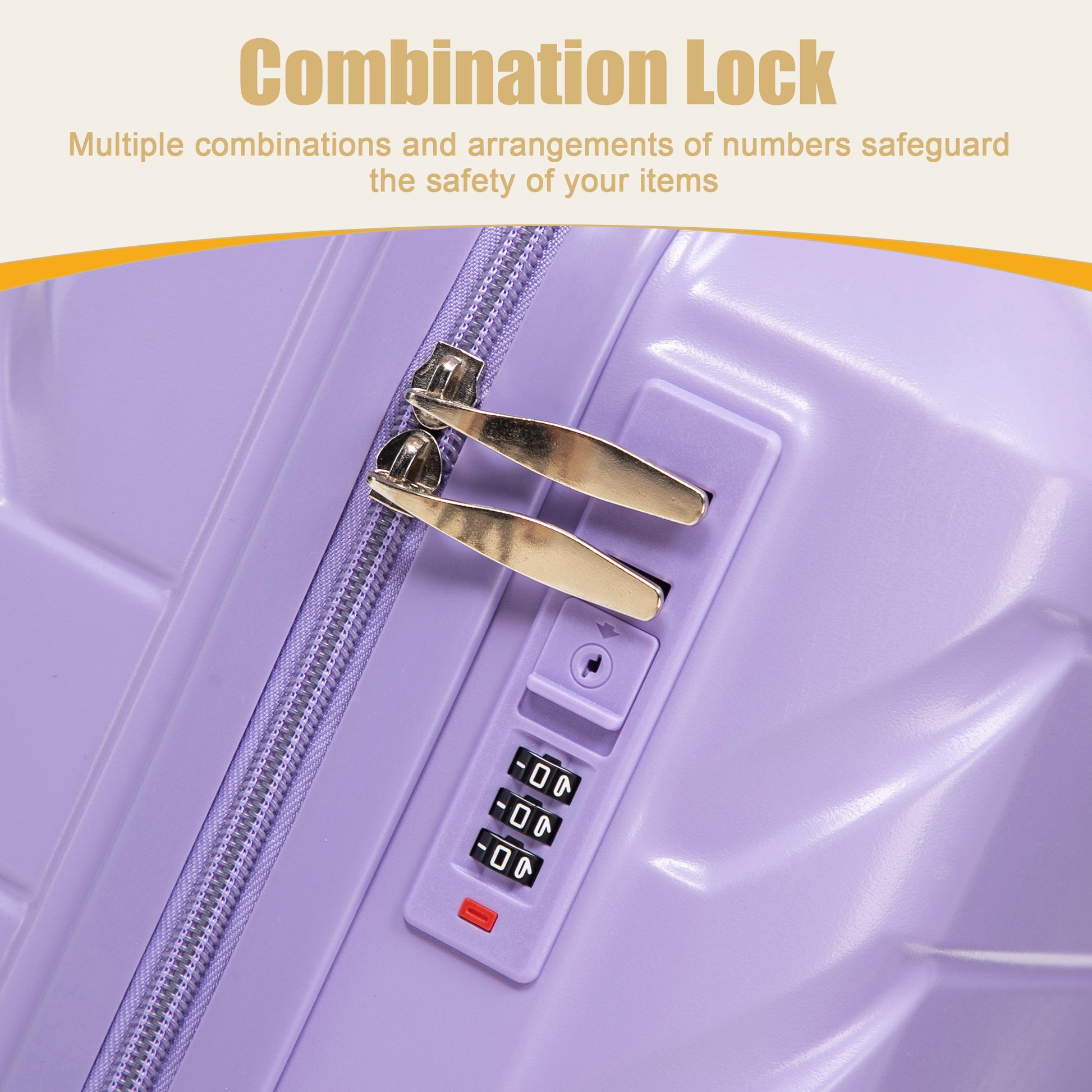 20 Inch ABS Hard Shell Travel Checked Luggage - Scratch Resistant Surface Four Multi-Directional Wheels, With Combination Lock.(Blue+Purple) image 10