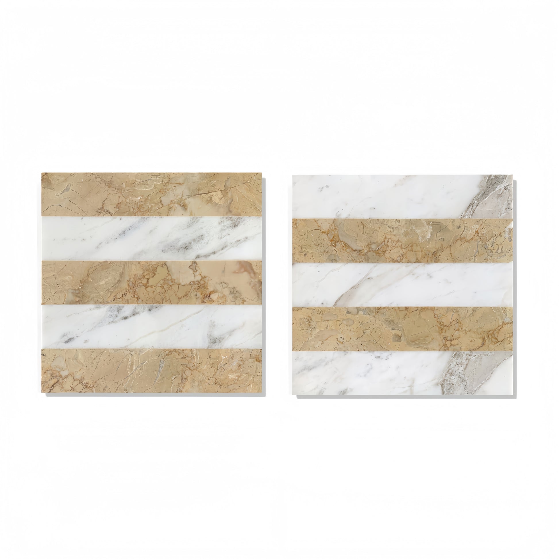 12x12 White Gold 2 color Waterjet polished marble tiles set, natural marble, for floor and wall, natural stone, genuine marble, real marble, 1 box each pattern 4 pcs image 2
