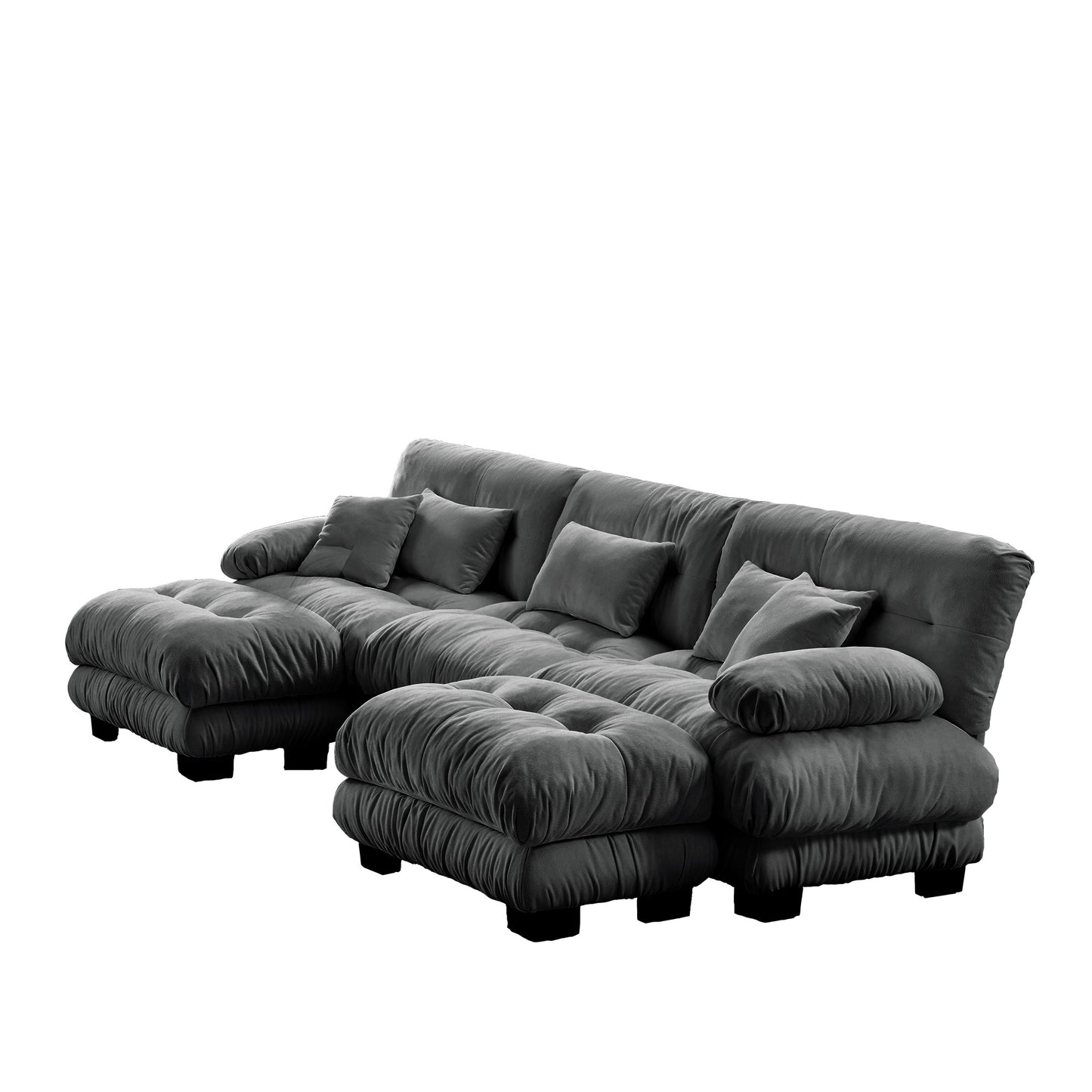 Luxury Modular Sectional Sofa Couch - Oversized U Shaped Cloud Couch for Living Room,Deep Seat Sofa Couch with 2 Ottomans,Chenille Gray image 9