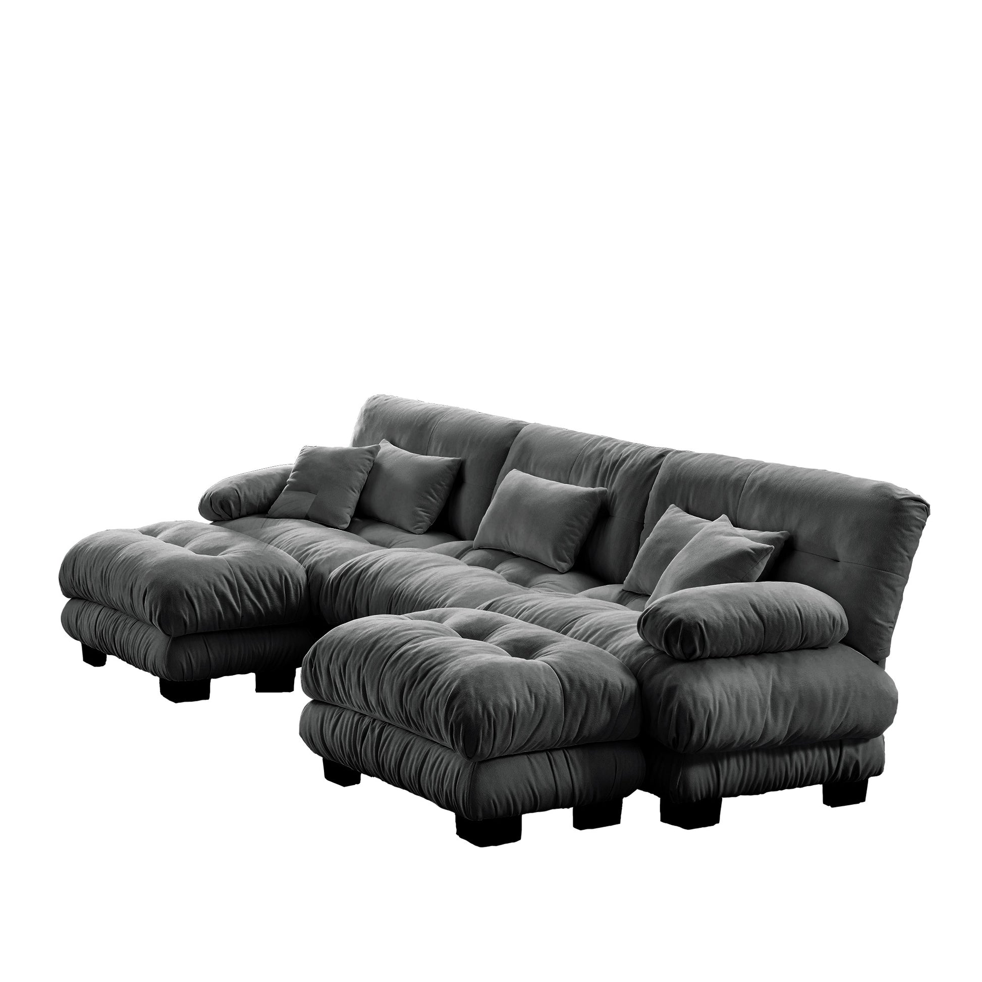 Luxury Modular Sectional Sofa Couch - Oversized U Shaped Cloud Couch for Living Room,Deep Seat Sofa Couch with 2 Ottomans,Chenille Gray image 9
