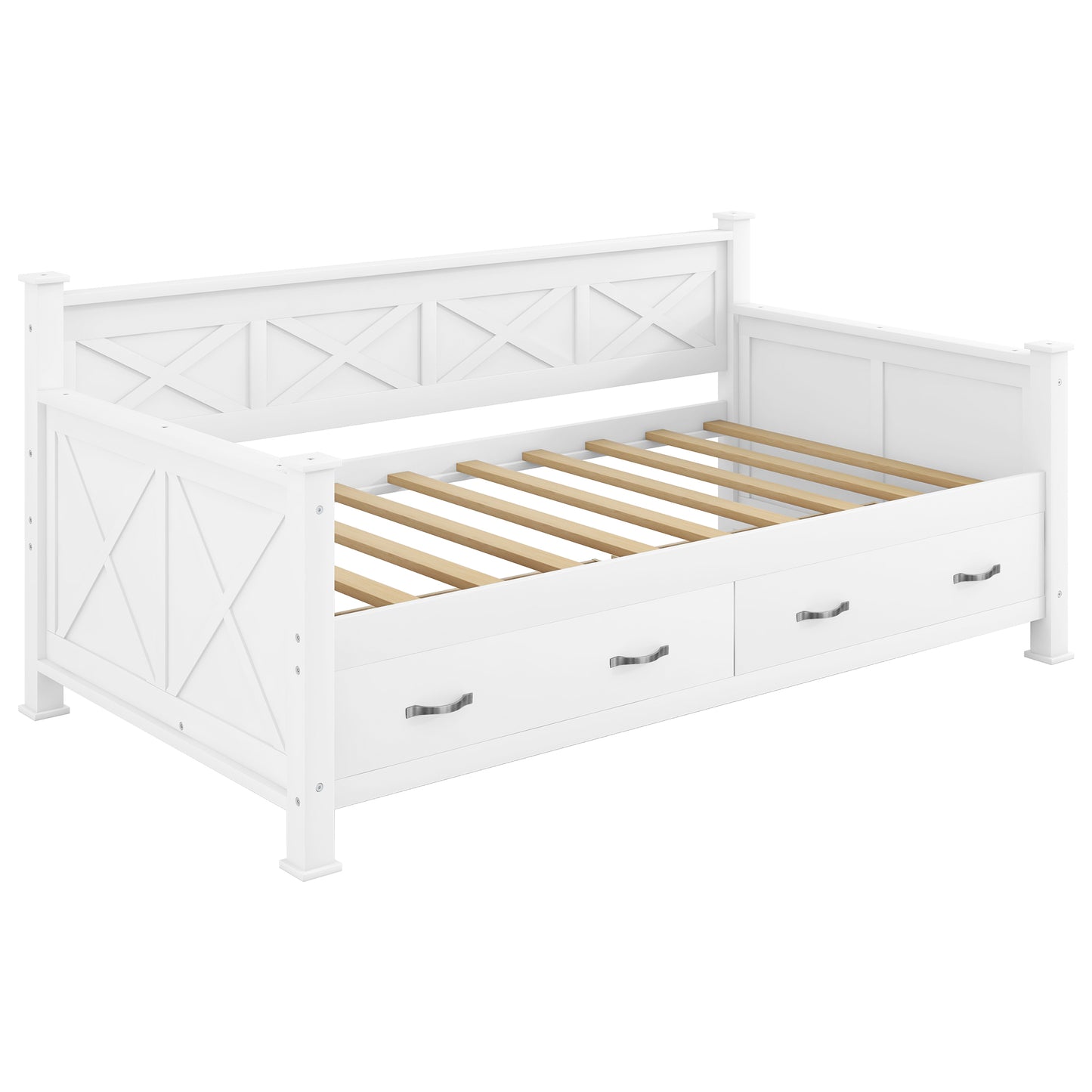Twin Size Wooden Modern and Rustic Casual Style Daybed, Cream White image 11