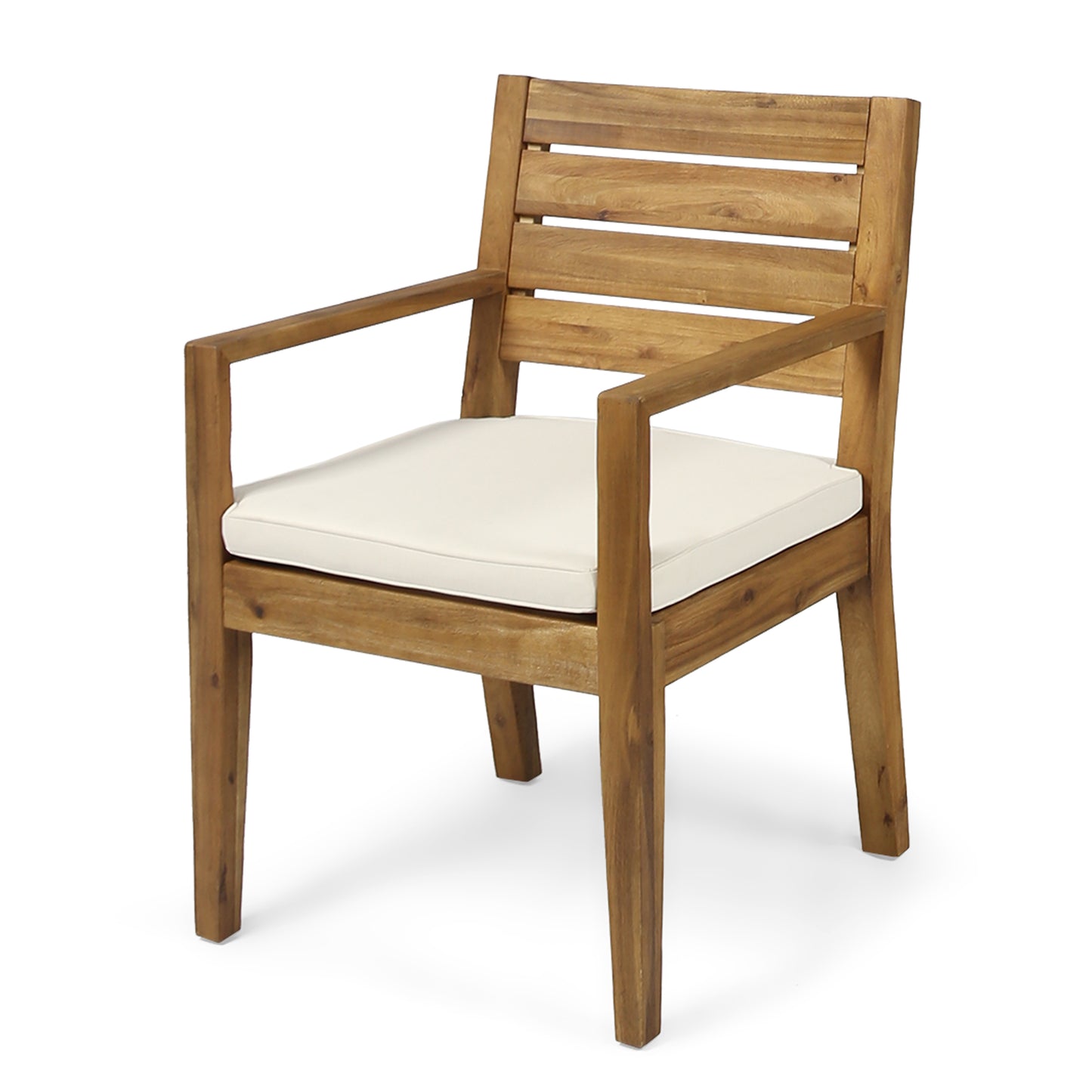 Outdoor Dining Chair Set of 2,Sandblast Natural Stained With Beige Cushion image 8