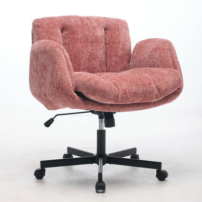 Modern Chenille Swivel Office Chair, Height Adjustable Task Chair with Convertible Multi-Position Armrests, Comfy Double Cushioned Desk Chair for Home, Study,Vanity & Living Room, Blush Pink,SW5028PK image 3