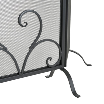 Onyx 3-Panel Iron Fireplace Screen 54" x 31.5", Black Finish image 9