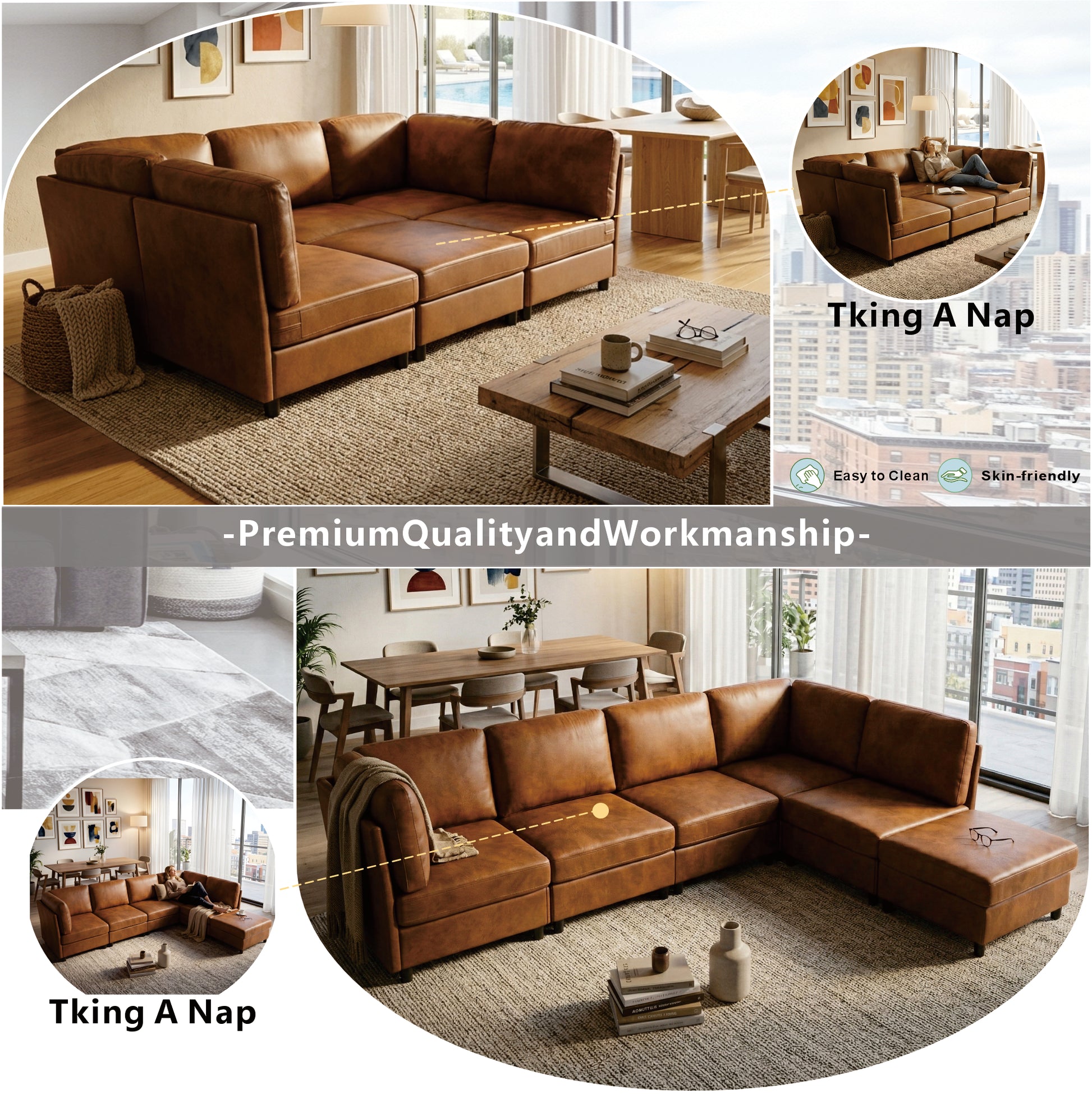 Modern Modular Corner Sofa Foil fabric Freely Configurable with image 3