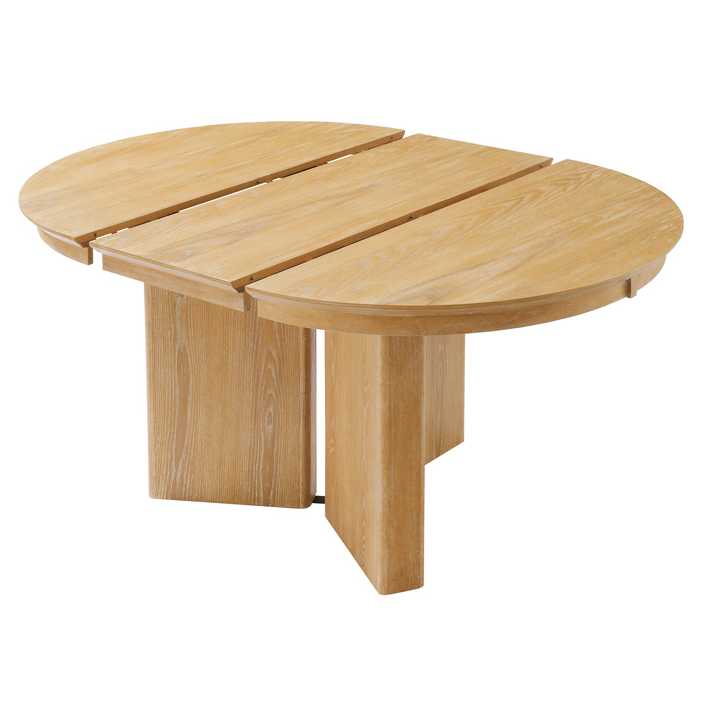 TREXM Oval Extendable Dining Table, Modern Farmhouse Kitchen Table with Pedestal Base and Adjustable Foot Pads for Dining Room, Kitchen (Natural) image 12