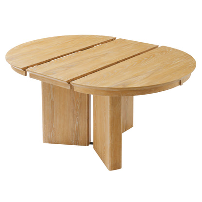 TREXM Oval Extendable Dining Table, Modern Farmhouse Kitchen Table with Pedestal Base and Adjustable Foot Pads for Dining Room, Kitchen (Natural) image 12