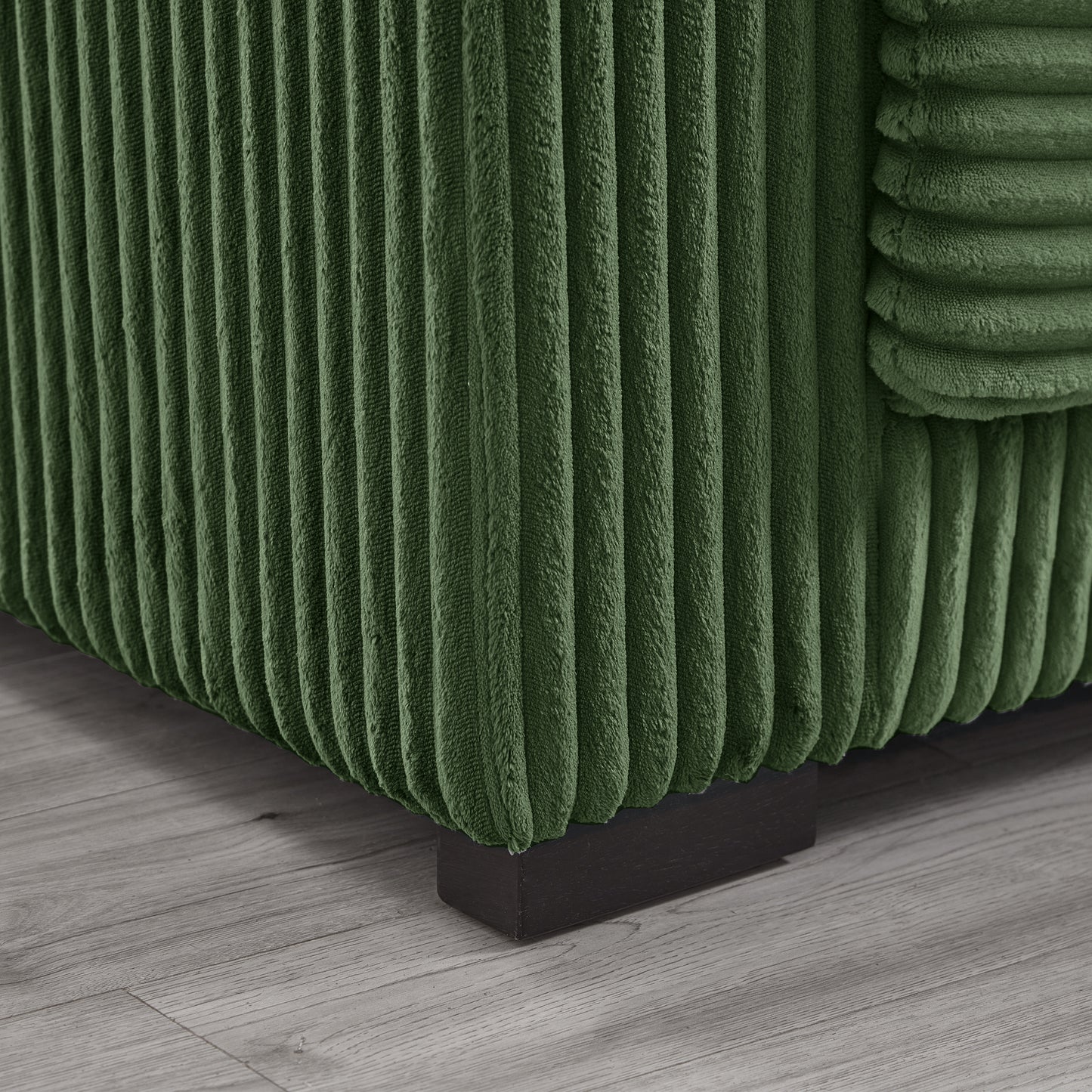 93" Sectional Sofa, L Shaped Sofa Couch with Reversible Chaise Lounge, Upholstered Soft Corduroy Couch for Living Room, Apartment (Green) image 7