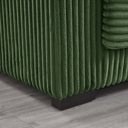 93" Sectional Sofa, L Shaped Sofa Couch with Reversible Chaise Lounge, Upholstered Soft Corduroy Couch for Living Room, Apartment (Green) image 7