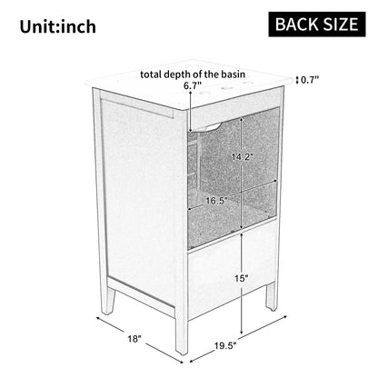 20" Bathroom Vanity with Sink, Bathroom Cabinet with A Door, Door Shelf Storage and Adiustable Foot Pads, A Drawer, White(Old SKU:N725P192821K) image 4