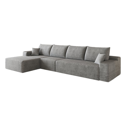 135" Cloud Sectional Couch with L-Shape Chaise,Modern Modular Sofa with Deep Seat, Upholstered Couches for Living Room Bedroom,No Assembly Required, Grey(Plush Corduroy Fabric) image 7