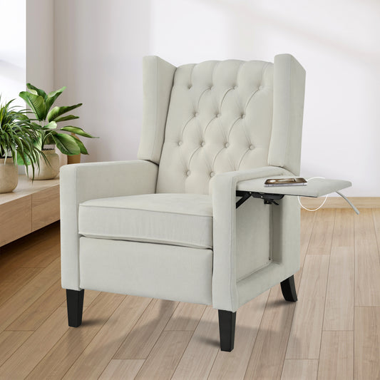 Manual Adjustable WingBack Recliner Chair. with Foldable Side Table, USB Charging ports,Modern Comfy PushBack Reclining Chairs for Living Room, Bedroom,Dorm, Office image 1