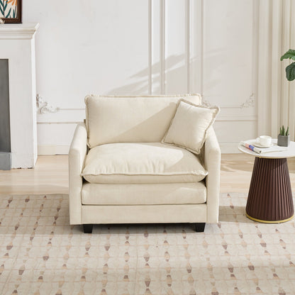 Cloud Sofa one Seat (Armrests are not included), Modern Sectional Couch, for Living Room Bedroom and Apartment, Comfy Double Layer Upholstered Seat Cushion, Breathable Chenille Fabric, Beige image 2
