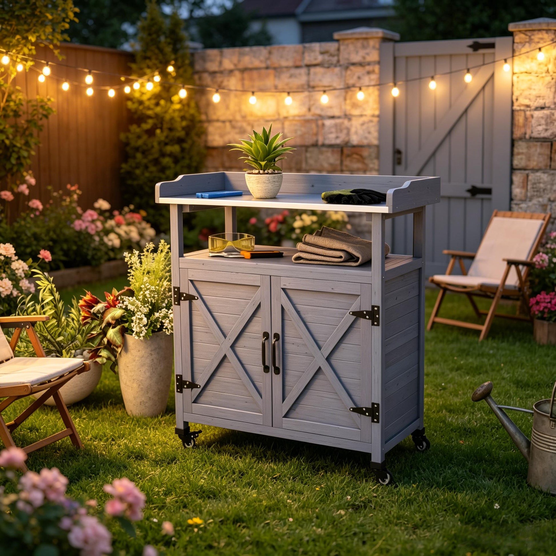 Backyard Storage Cabinet,Wooden Storage Cabinet,Patio Storage Cabinet,Outdoor Storage Cabinet image 1