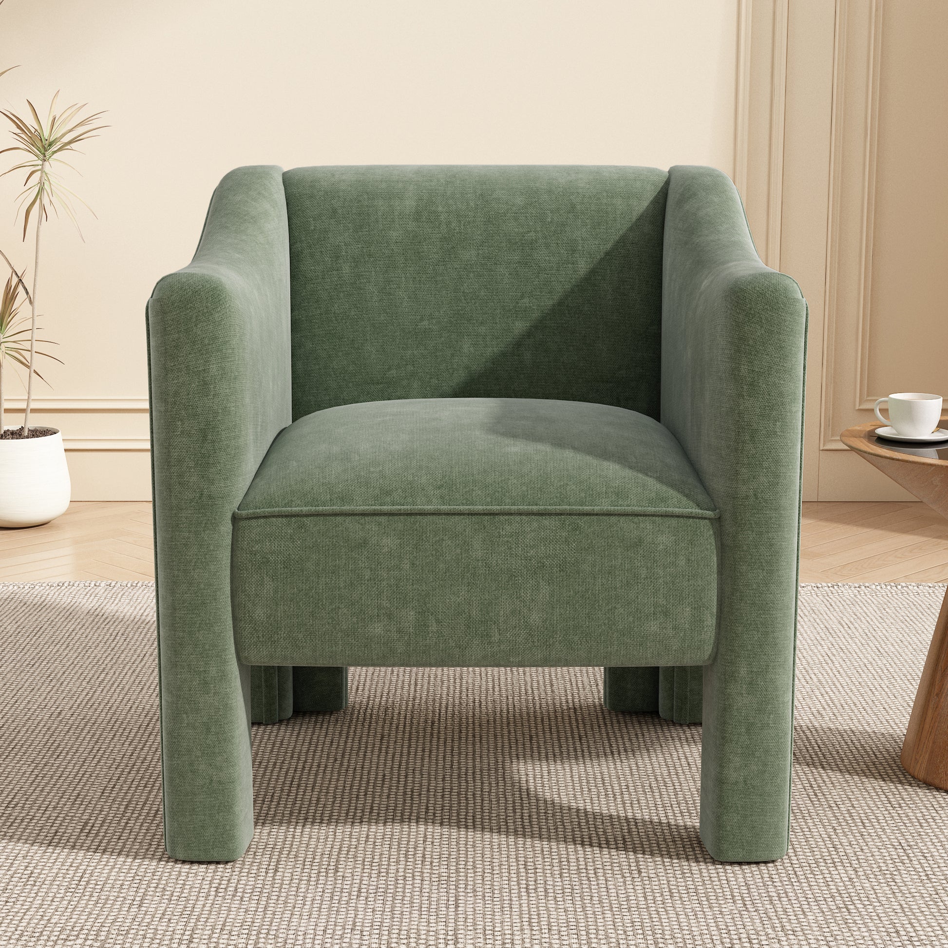 Modern Barrel Chair Accent Chair 29.9" Upholstered Armchair for Living Room and Bedroom, Green image 8